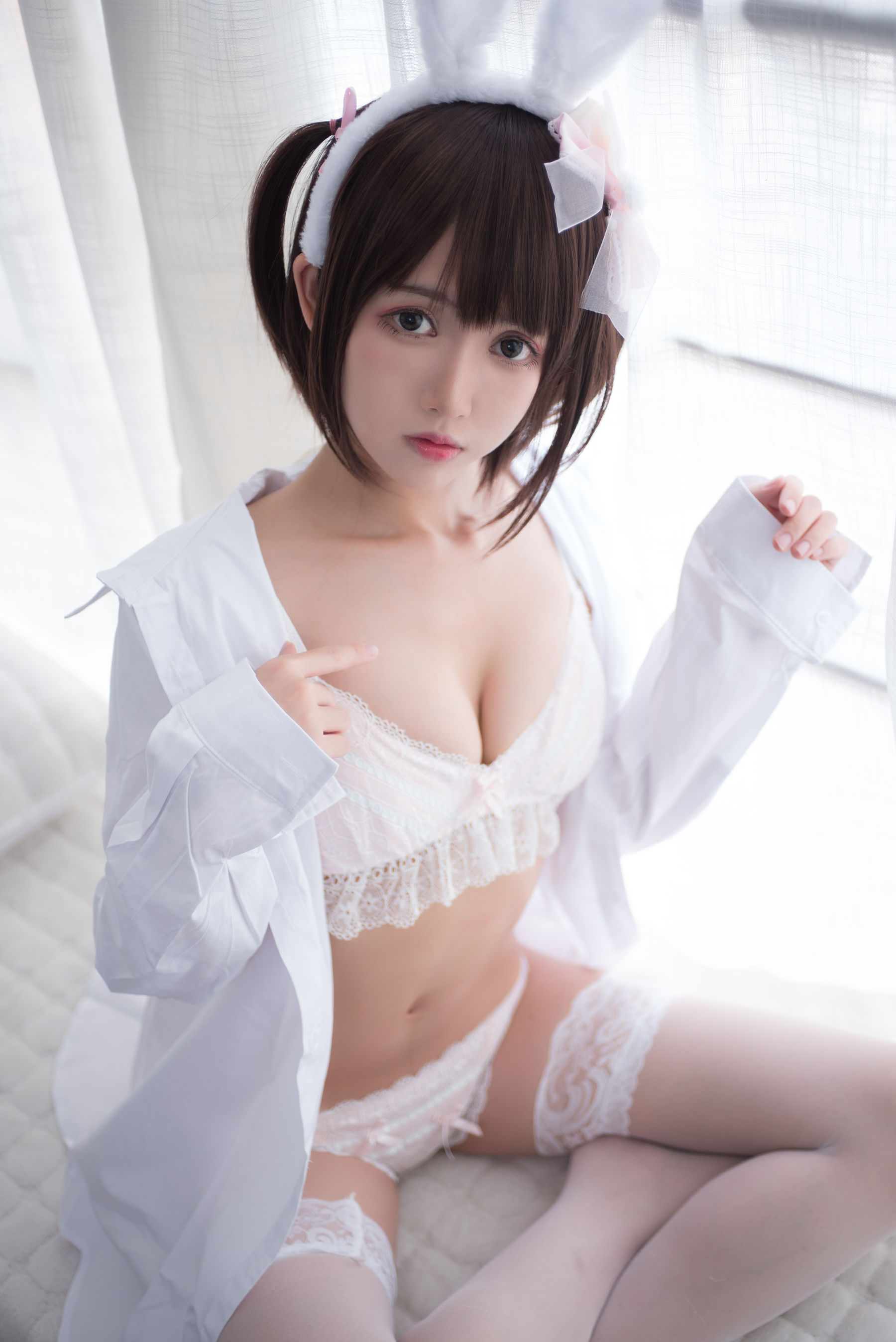 [萝莉COS] 鳗鱼霏儿 – 兽耳 白色蕾丝情趣 [17P] 插图1