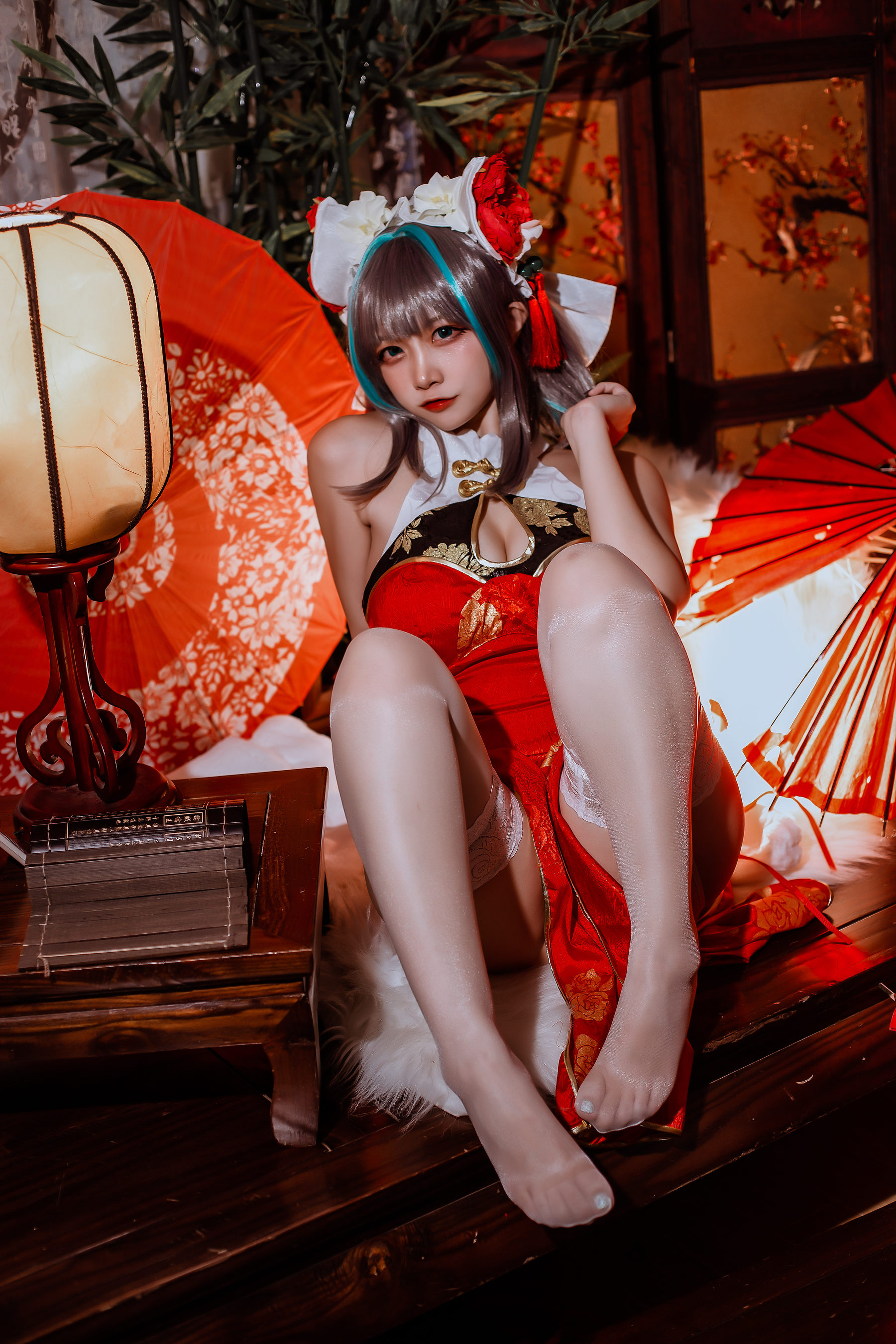 二佐Nisa – 碧蓝 柴郡旗袍 [32P] 插图1