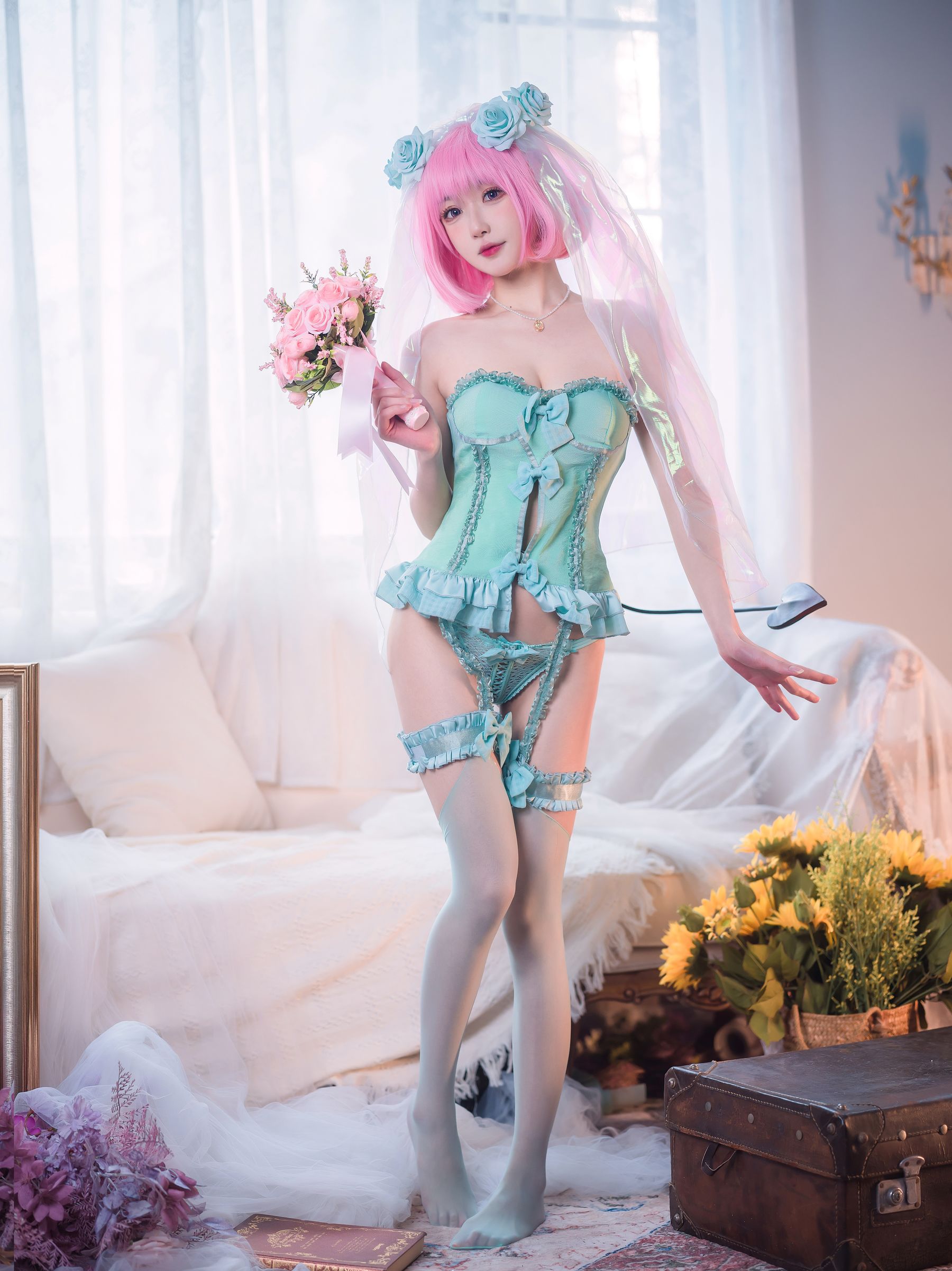 阿包也是兔娘 – 王女梦梦 婚纱内衣 [32P] 插图1