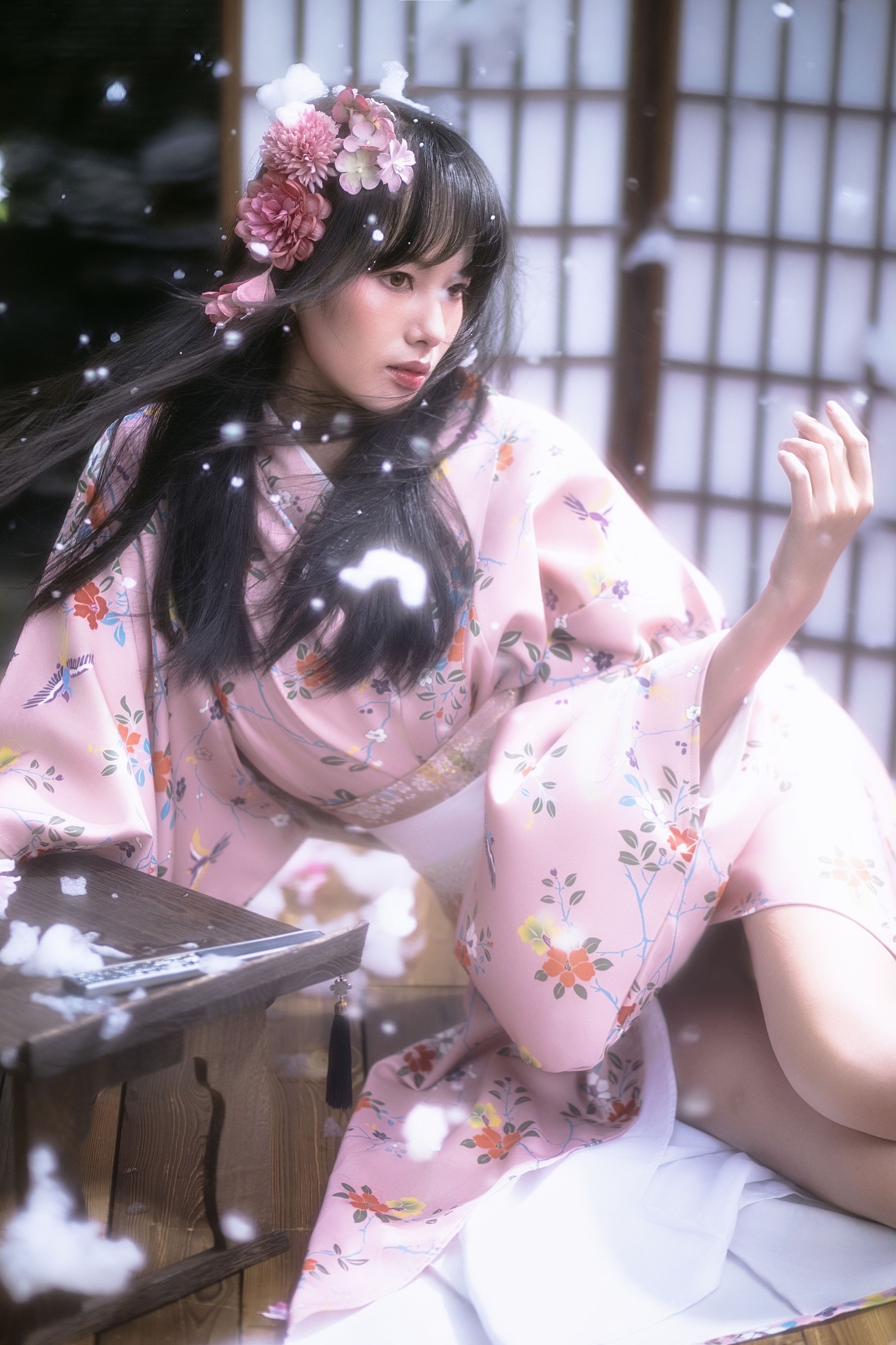 欣欣 – 《夜樱和服少女》[14P] 插图1